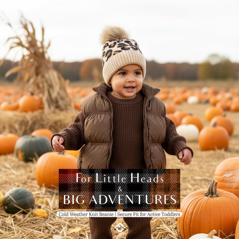 Funky Junque Toddler Pom Beanie – Kids Winter Hat for Ages 1–4, Baby Boy & Girl Knit Beanies, Warm Cozy Knit Snow Hats - Image 3